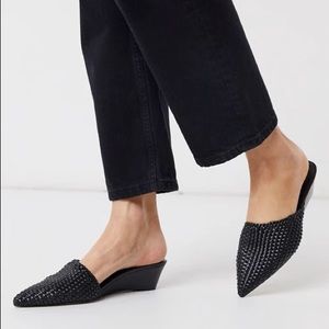 ASOS Who What Wear Miles Woven Mules NWOT Sz 6 Blk